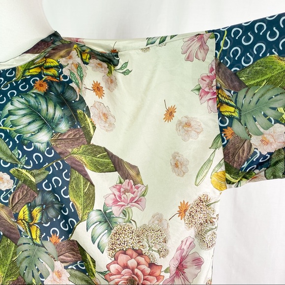 Johnny Was Abina Blouse Silk Floral Ling Sleeve 2X - Picture 5 of 14